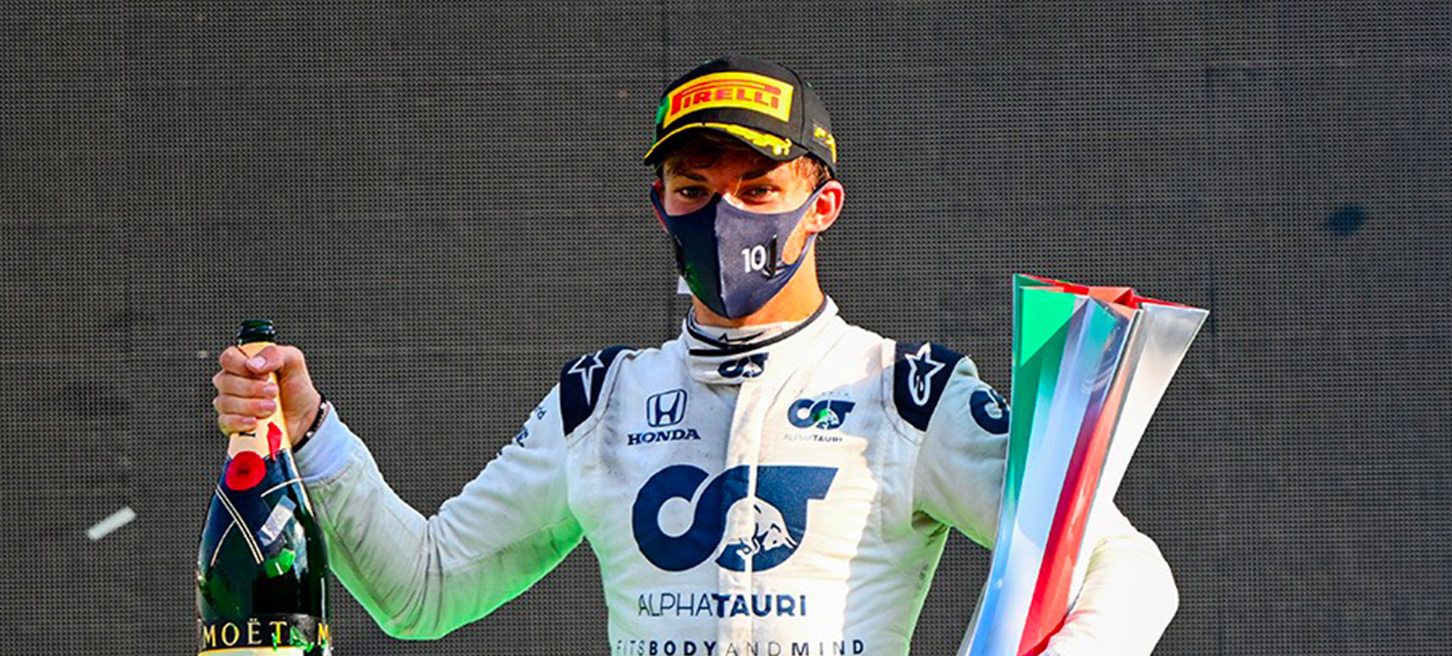 Scuderia Alpha Tauri Honda车队的皮埃尔・加斯利荣获F1首胜